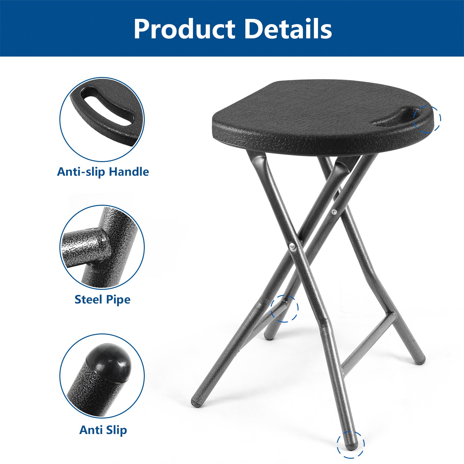 Rfiver Lightweight Portable Folding Stool, Set of 2