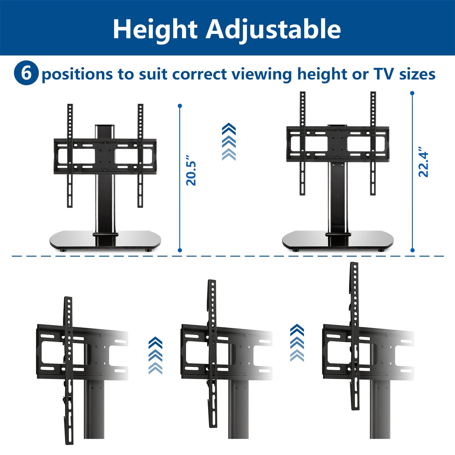 Rfiver Swivel Tabletop TV Stand with Glass Base for 27