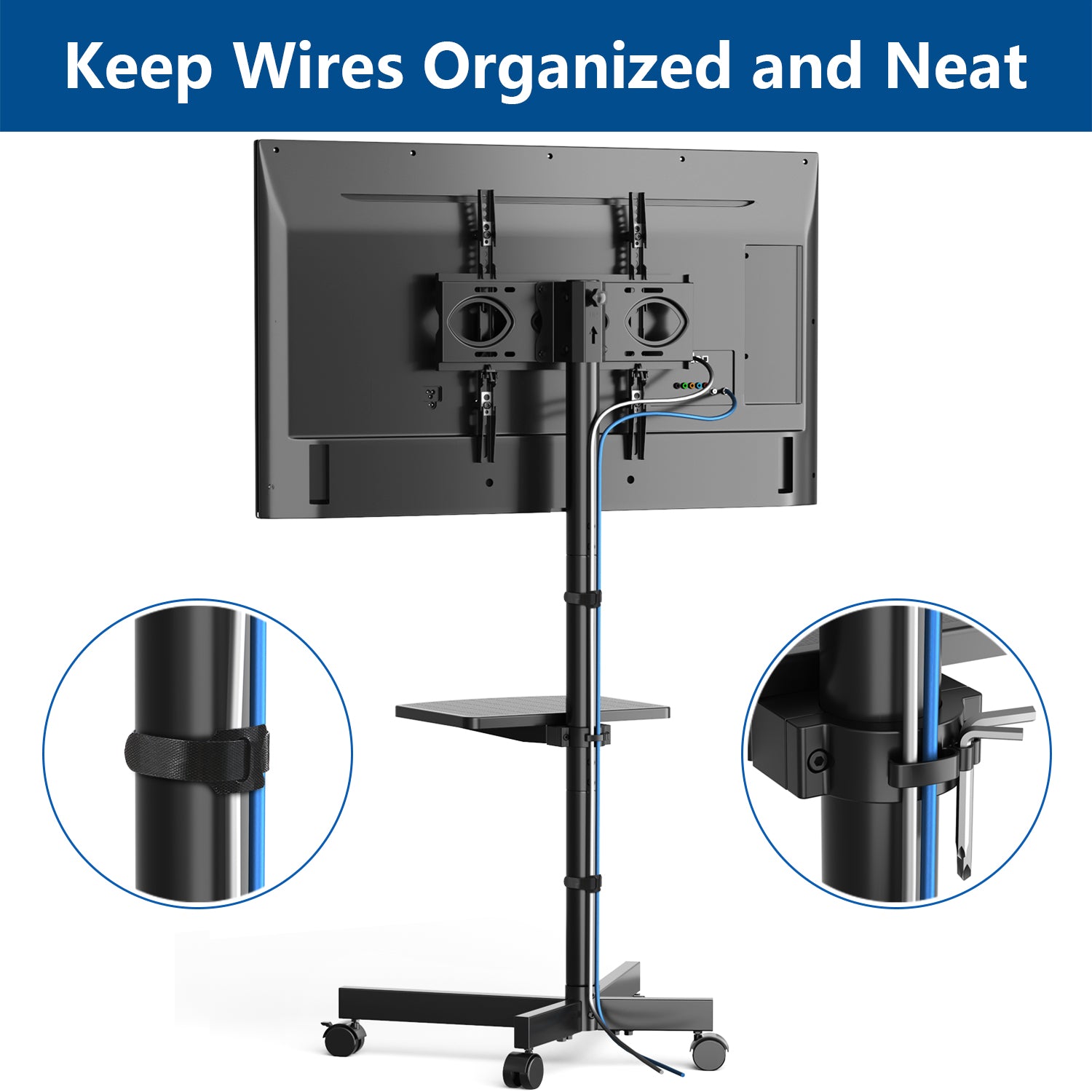 Rfiver Mobile TV Cart for 23-65 Inch TVs up to 88 lbs, Max VESA 400x400mm