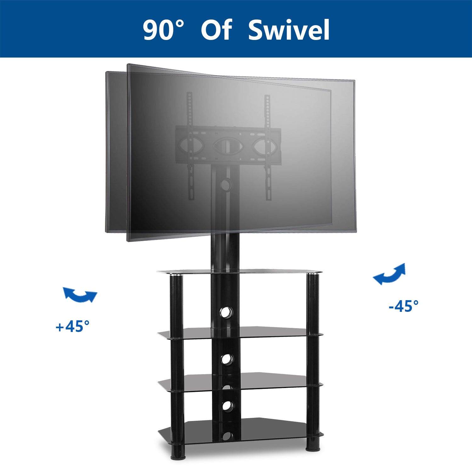 Rfiver 4-Tier Media Component TV Stand with Swivel Mount for 32