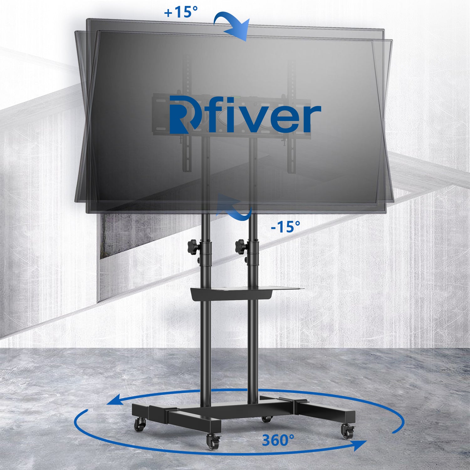 Rfiver 1-Shelf Mobile TV Cart with Tilt Mount for 40