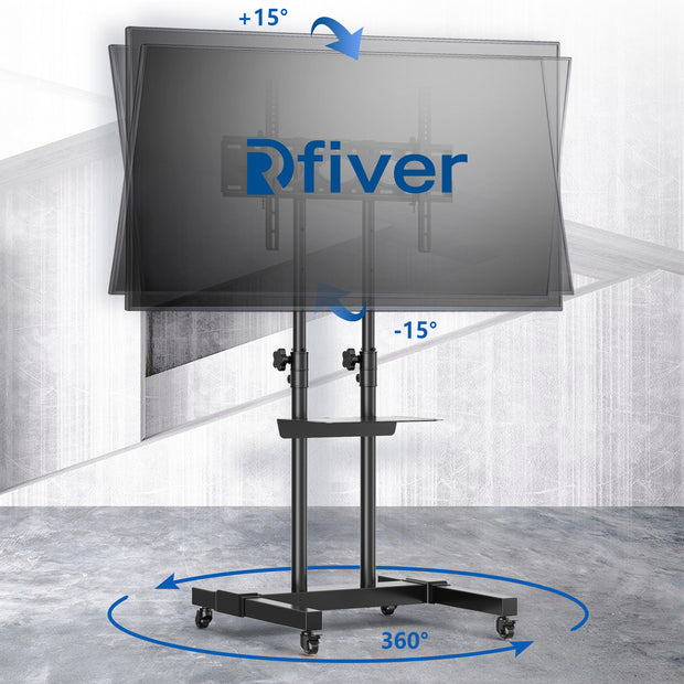 Rfiver 1-Shelf Mobile TV Cart with Tilt Mount for 40"-83" TVs