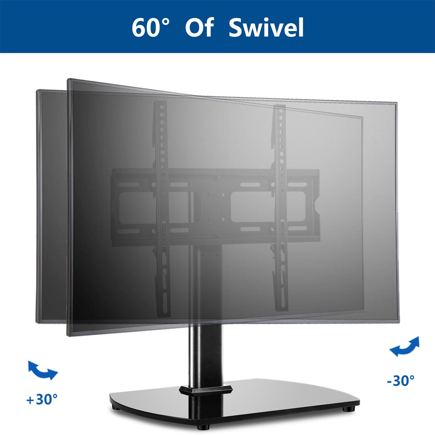 Rfiver Swivel Tabletop TV Stand with Glass Base for 27