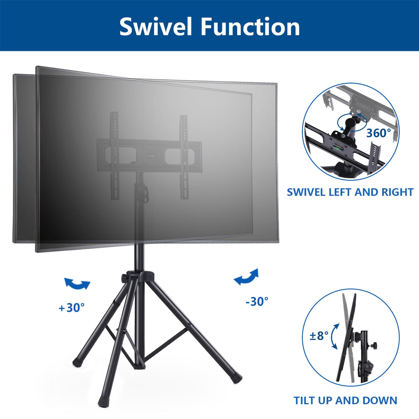 Rfiver Tripod TV Stand with Swivel/Tilt Mount for 32"-60" TVs
