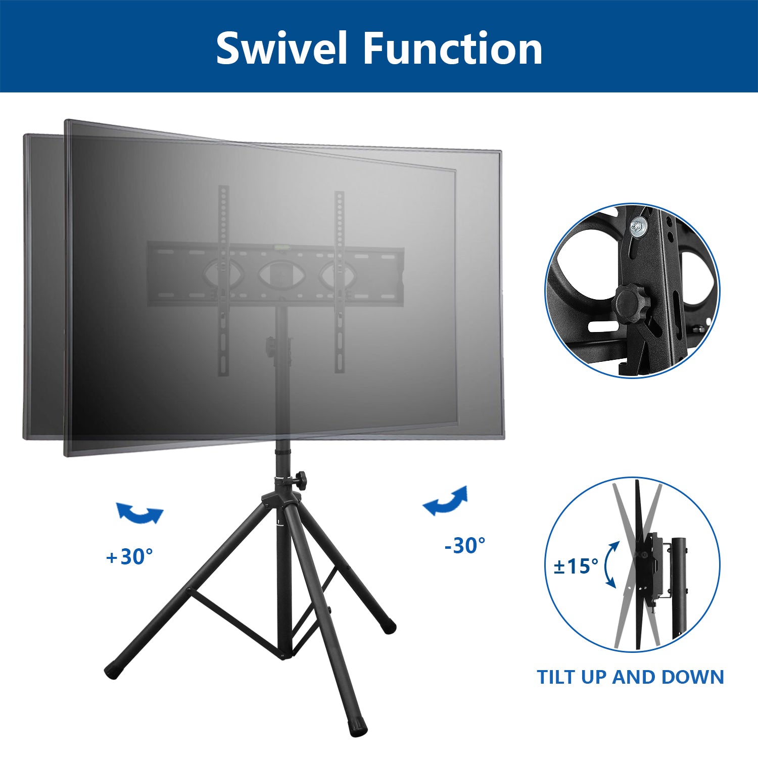 Rfiver Tripod TV Stand with Swivel/Tilt Mount for 32"-70" TVs
