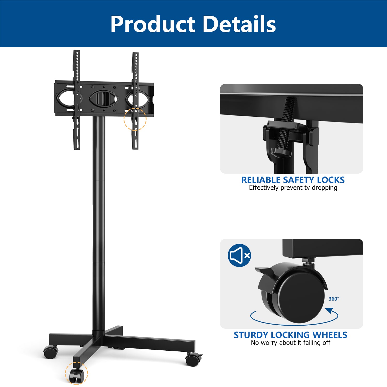 Rfiver Rolling TV Stand with Tilt Mount for 23